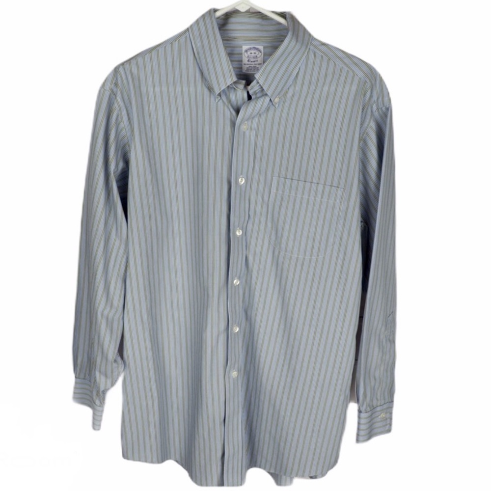 Brooks Bro’s 16-33 blue green striped button down